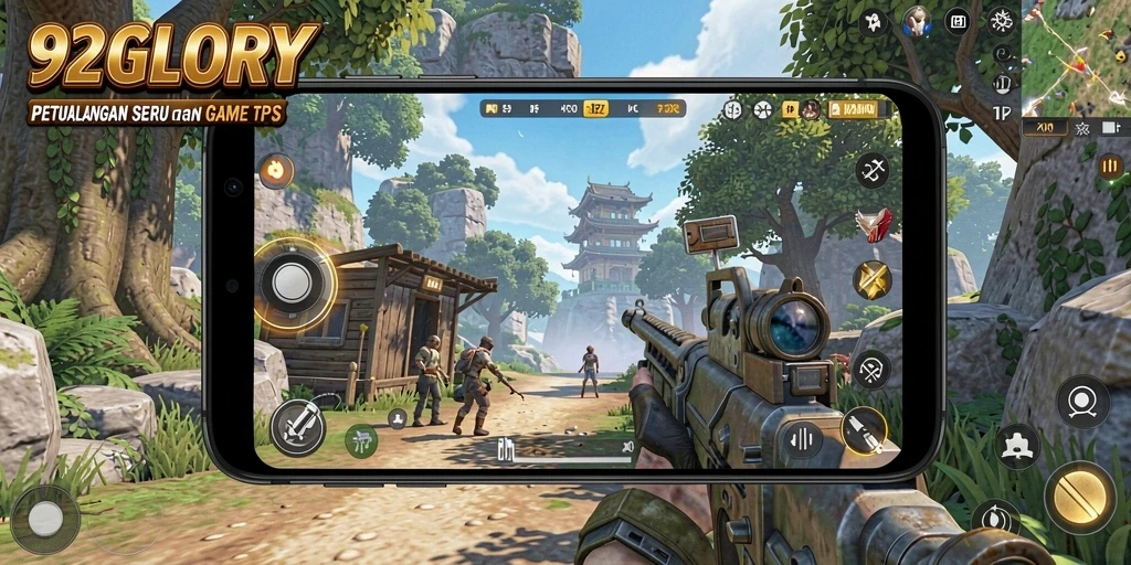 Tampilan gameplay mendebarkan di 92GLORY, menampilkan pertempuran intens.