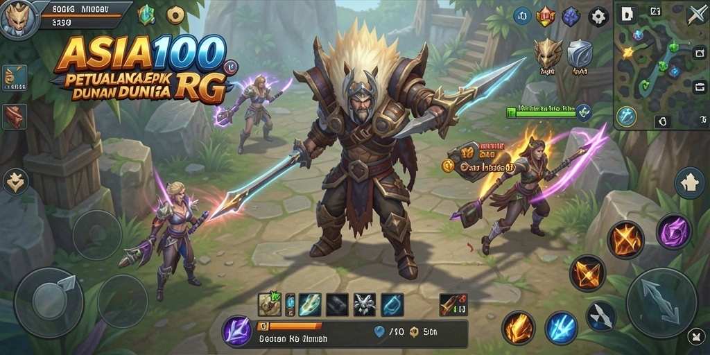 Gameplay ASIA100 menampilkan pertarungan yang mendebarkan dan karakter yang beragam.