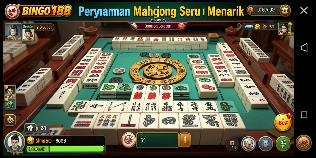 Screenshot gameplay BINGO188 menampilkan merangkai ubin Mahjong.