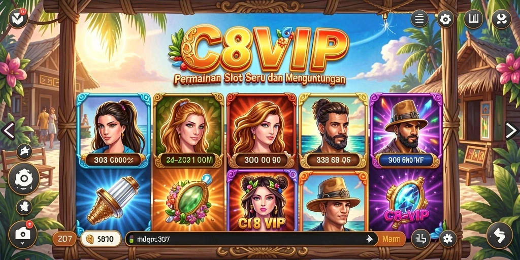 Tangkapan layar C8VIP menampilkan gameplay slot yang menarik dan penuh warna.