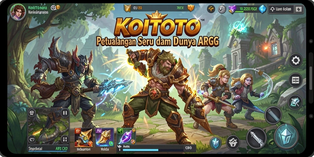 Tampilan seru gameplay ARPG KOITOTO dengan karakter beraksi.