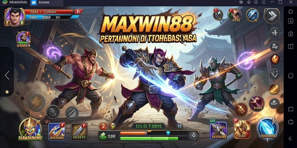 Tangkapan layar <strong>MAXWIN88</strong> menampilkan aksi pertarungan yang intens dan karakter unik.