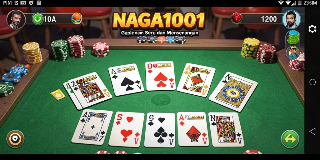 Tampilan seru gameplay NAGA1001 dengan pemain Gaple aktif.