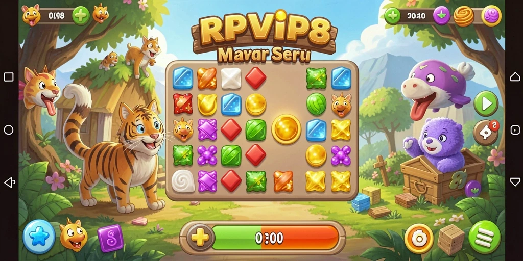 Tampilan gameplay RPVIP8 yang menarik dan berwarna-warni.